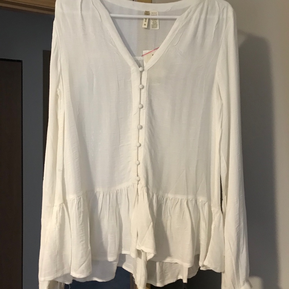 Boho style cream button-up blouse